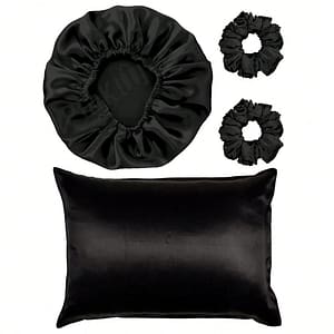 Satin Set (Bonnet +Pillowcase +2 Scrunchies)
